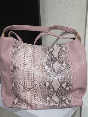 B. Lush Women's Pink Snake-Print Tote Bag